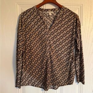 2 for $15 sale: Dana Buchman ombré beige print long sleeve blouse / S